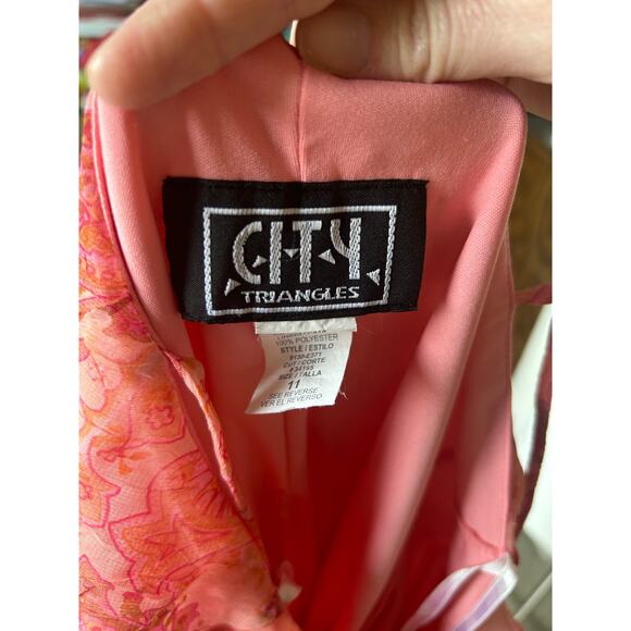 Vintage 90s Y2K City Triangles Ruffled Layered Slip Dress Pink Paisley 11 Flirty - Picture 9 of 9